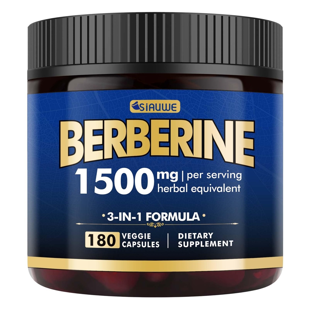 Berberine Supplement - Berberine Weight Loss, High-Potency Berberine 1500MG von Berberine HCL, Plus Citrus Bergamot - für Stoffwechsel, Verdauung und Immununterstützung - Vegan, Non-GMO, 180 Kapseln
