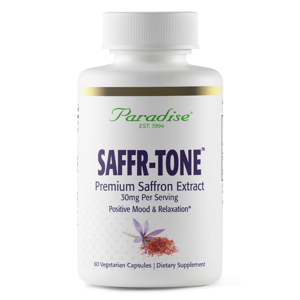 Paradise Herbs Saffr-Tone, Saffron Extract, Active Whole Spectrum Extract, Super Potent, Ultra Pure, Vegan, Non-GMO, Glutenfrei, 60 vegetarische Kapseln