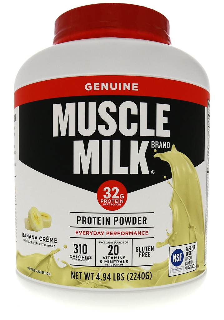 Muscle Milk Genuine Protein Powder, Banana Crème, 32g Protein, 4.94 Pfund, 32 Portionen