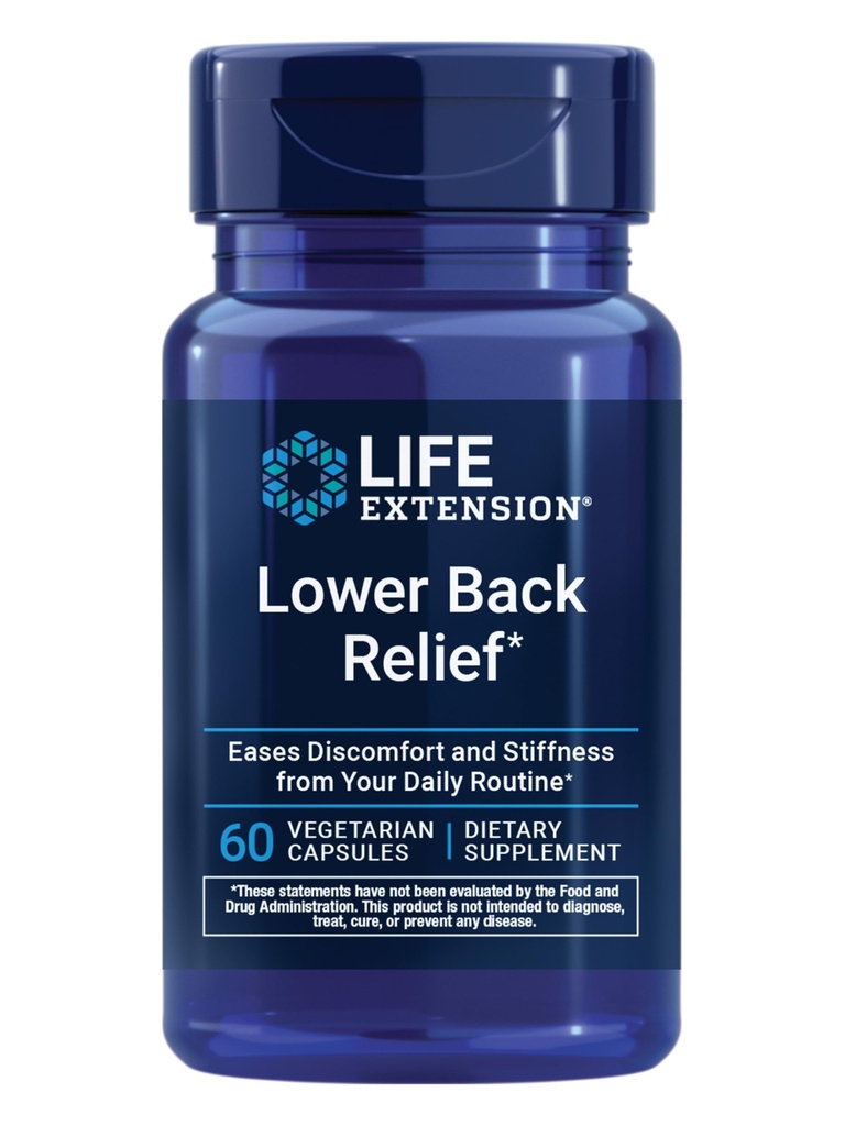 Life Extension Lower Back Relief, Chinese Chaste Tree, Ginger Extract, für Lower Back Beschwerden und okziöse Stiffness, Non-GMO, Glutenfrei, Vegetarisch, 60 Kapseln
