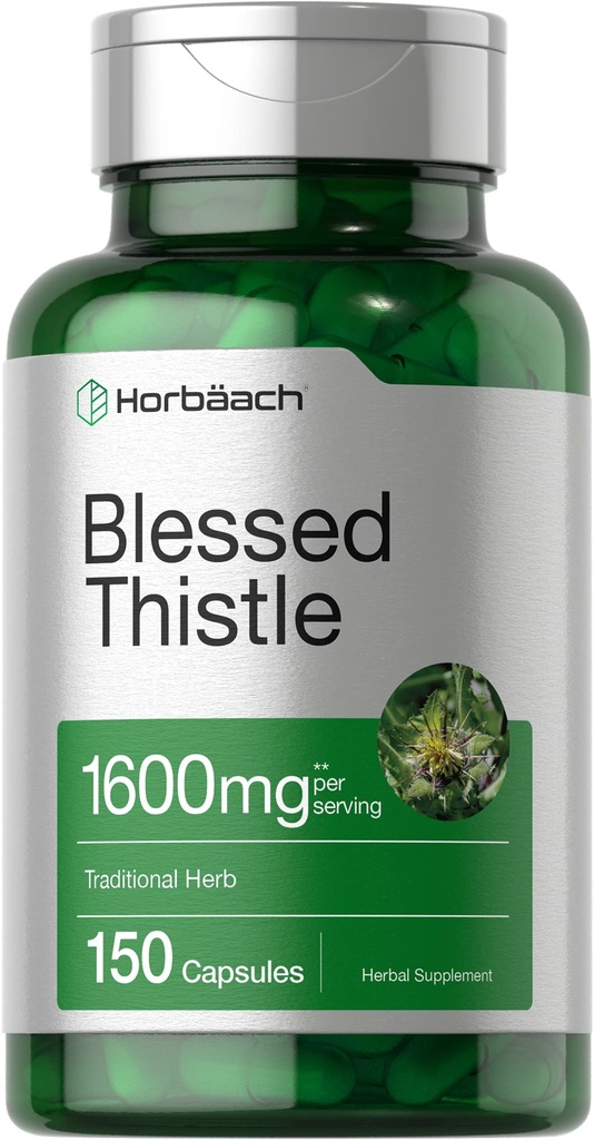 Horbaach Blessed Thistle Kapseln 1600 mg | 150 Count | Max Potency | Non-GMO, Gluten Free Herb Supplement