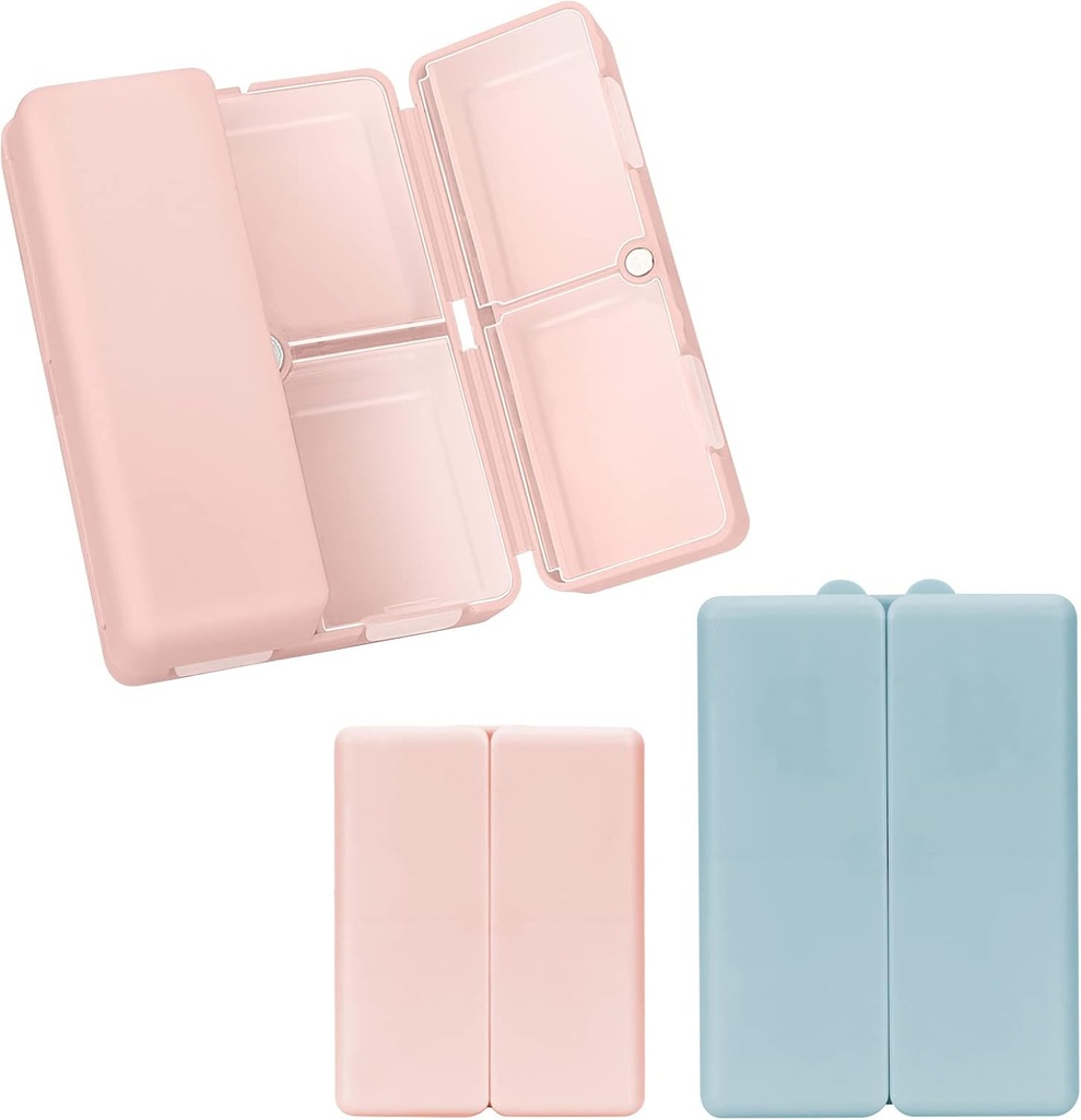 FYY 2 Pcs Daily Pill Organizer, 7 Komponenten Tragbare Pille Fall Reise Pille Organizer,[Folding Design] Pille Box für Geldbeutel, um Vitamine zu halten, Kaffee Leberöl, Ergänzungen und Medikamente-Pink+ Navy