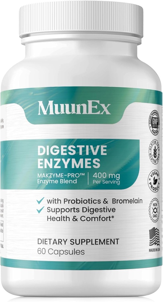 Verdauungsenzyme mit Probiotika - Neue Formel für Meal Time Discomfort Relief & Bloating-Daily Enzyme - Bromelain, Papaya Enzyme, Probiotische, Lactase Enzyme für Verdauung - Vegan - 60 Ct