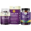 Bundle of Delicious Iron Gommies for Women and Men - Supplément en fer pour les femmes et les hommes avec de la vitamine C pour l'absorption plus élevée et le Glycinat de magnésium pur 400mg par service pour le sommeil d'humeur et la détente
