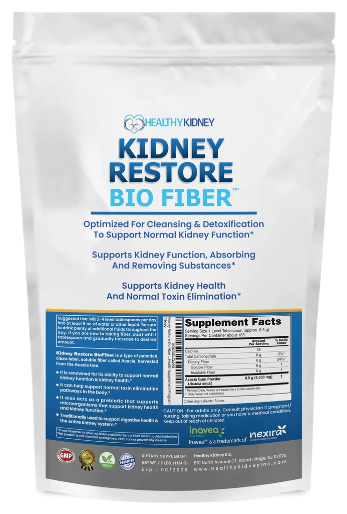 Bio Fibre, Nettoyage du rein Détox et réparation - Supplément de soutien et de rein pour éliminer les déchets, supplément de santé du rein - Ajouter au thé pour la santé du rein - 2,5 LBS