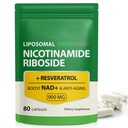 Supplément NAD, 900mg - Liposomique Nicotinamide Riboside NAD+ Supplément avec Resvératrol soutient Muscle, Cerveau, Énergie Cellulaire - Supplément NMN Alternative pour les hommes et les femmes, 80 Capsules (paquet de 1)
