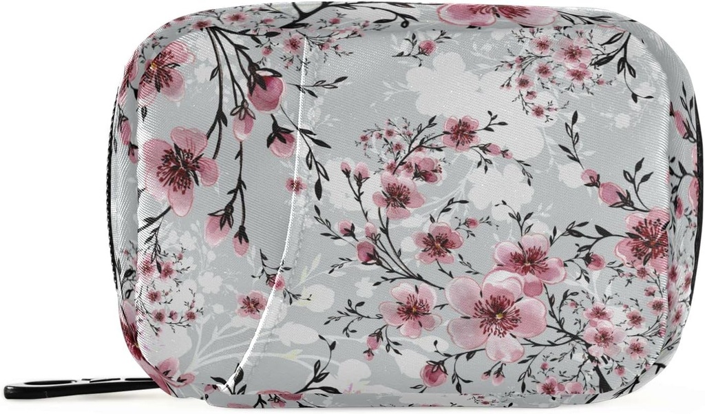 Naanle 7 jours Cerise Blossom Pill Organizer Bag avec fermeture éclair, boîtier hebdomadaire portable, taille compacte pour le support de supplément de vitamine