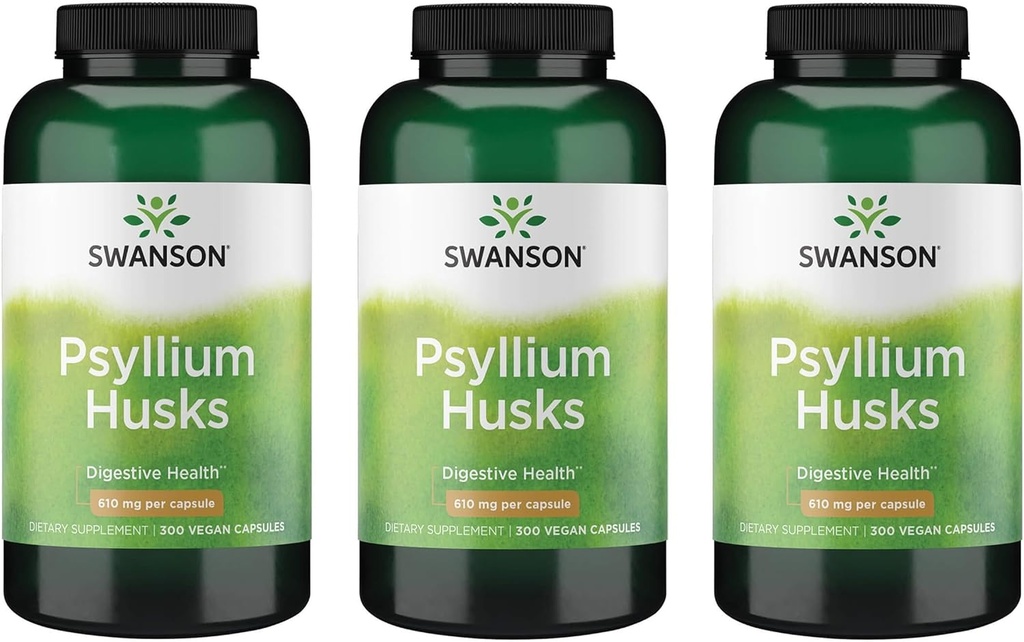 Swanson Psyllium Husk Dietary Fiber Supplement 610 mg 300 Capsules - (3 Pack)