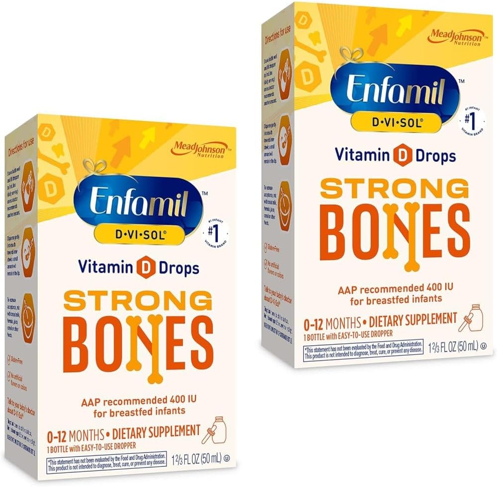 Enfamil Baby Vitamin D-Vi-Sol flüssige Vitamin D Tropfen, unterstützt starke Zähne & Knochen Entwicklung, 50mL Flasche (Pack von 2)