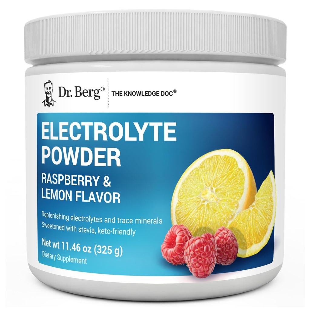 Dr. Berg Zero Sugar Hydration Keto Electrolyte Powder - Verbessert w/ 1000 mg Kalium & Real Pink Himalaya Salz (NOT Tisch Salz) - Raspberry & Lemon Flavor Hydration Drink Supplement - 50 Servietten