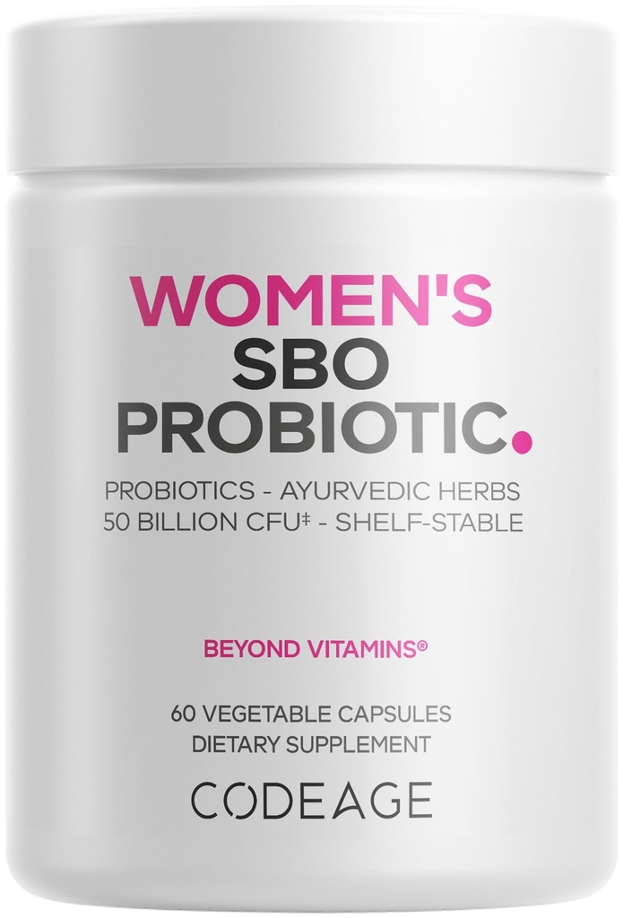 Codeage Frauen Probiotics Supplement - 50 Billion CFUs - SBO Probiotics & Prebiotics - Cranberries - Feminine Health - Fermented Botanical Blend, Ganze Nahrungsergänzung - Vegan, Non-GMO - 60 Kapseln