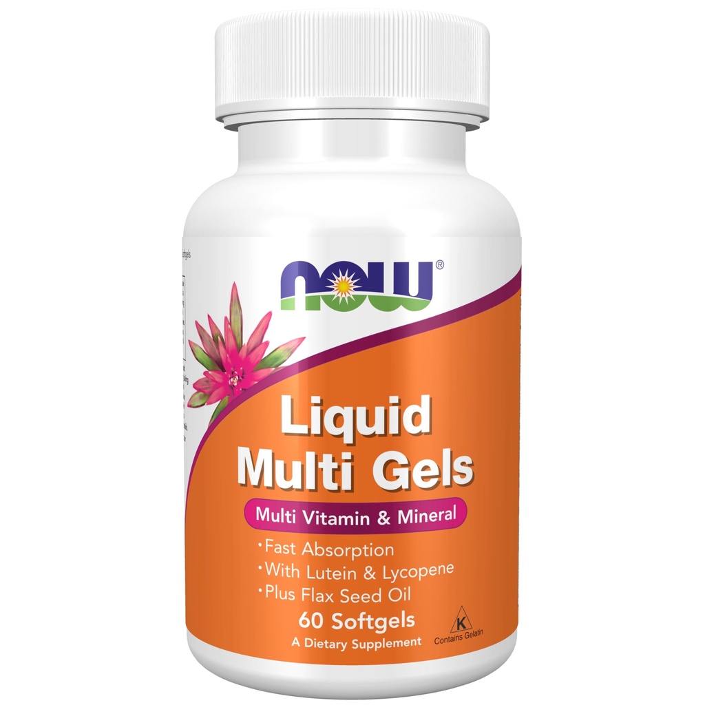 JETZT Nahrungsergänzungsmittel, flüssige Multi Gele mit Lutein und Lycopin, plus Flax Seed Oil, 60 Softgels