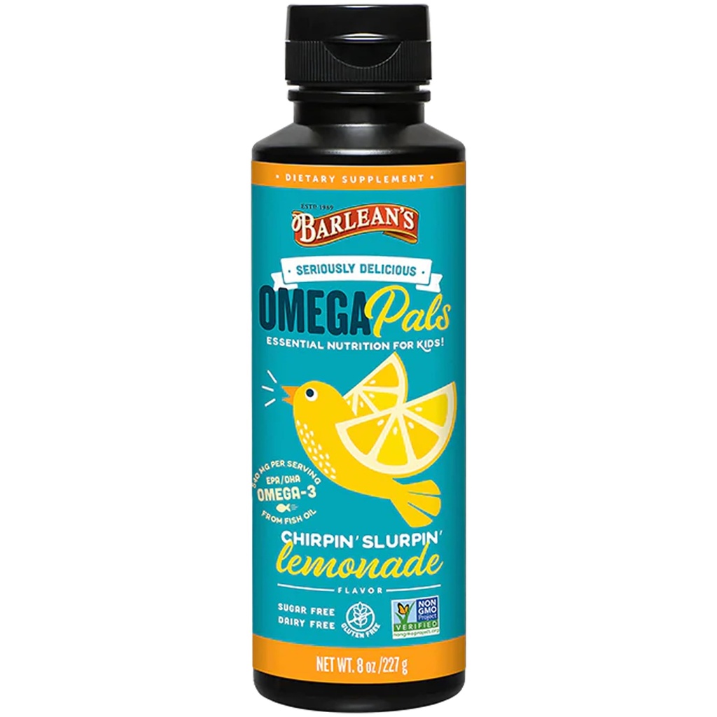 Barleans Omega 3 Fish Oil Liquid Supplement für Kinder, Chirpin' Slurpin' Lemonade, 540 mg EPA und DHA Fettsäure, 8 oz