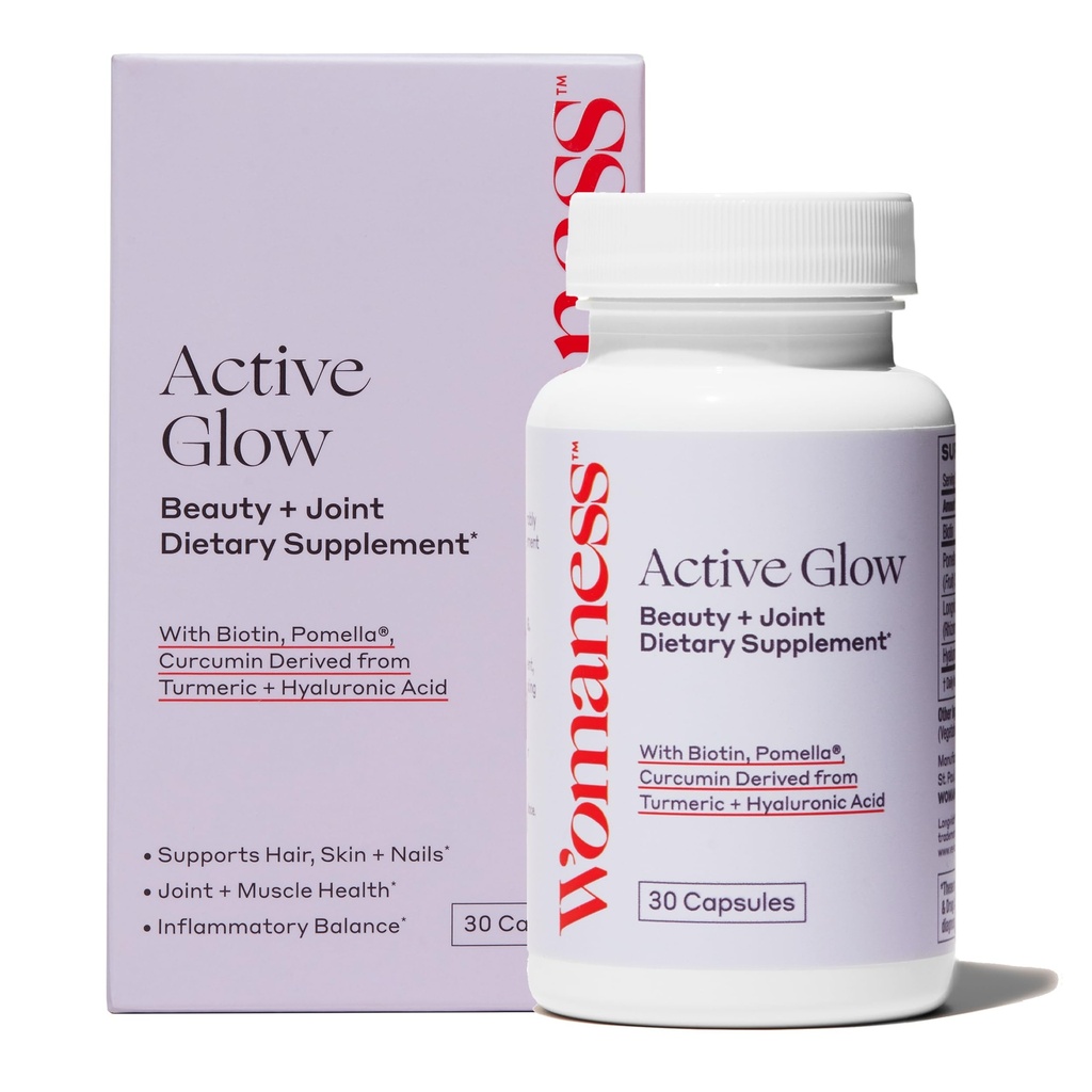 Vitamines pour la peau et les ongles actifs de la femmesse - Biotine, Longvida Curcumin & Acide Hyaluronique Suppléments pour la santé articulaire, la peau sèche et les cheveux minces (30 capsules)