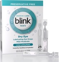 Blink Tears Lubricating Eye Drops Konservierungsmittelfrei, Feuchtigkeitsspendend und beruhigend für Mild bis Moderate Dry Eye, mit Hyaluronate, Reduziert Unglück, Langlebigkeit, 0,01 Single-Use Vials, 25 Count