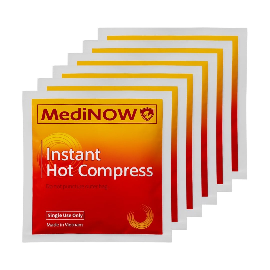 MediNOW Instant Hot Pack 6 x 6 Disposable, Instant Heating Bag for Sore Neck, Shoulder, Arm, Leg Muscles & Menstrual/Abdomen Discomfort (12/Pack)