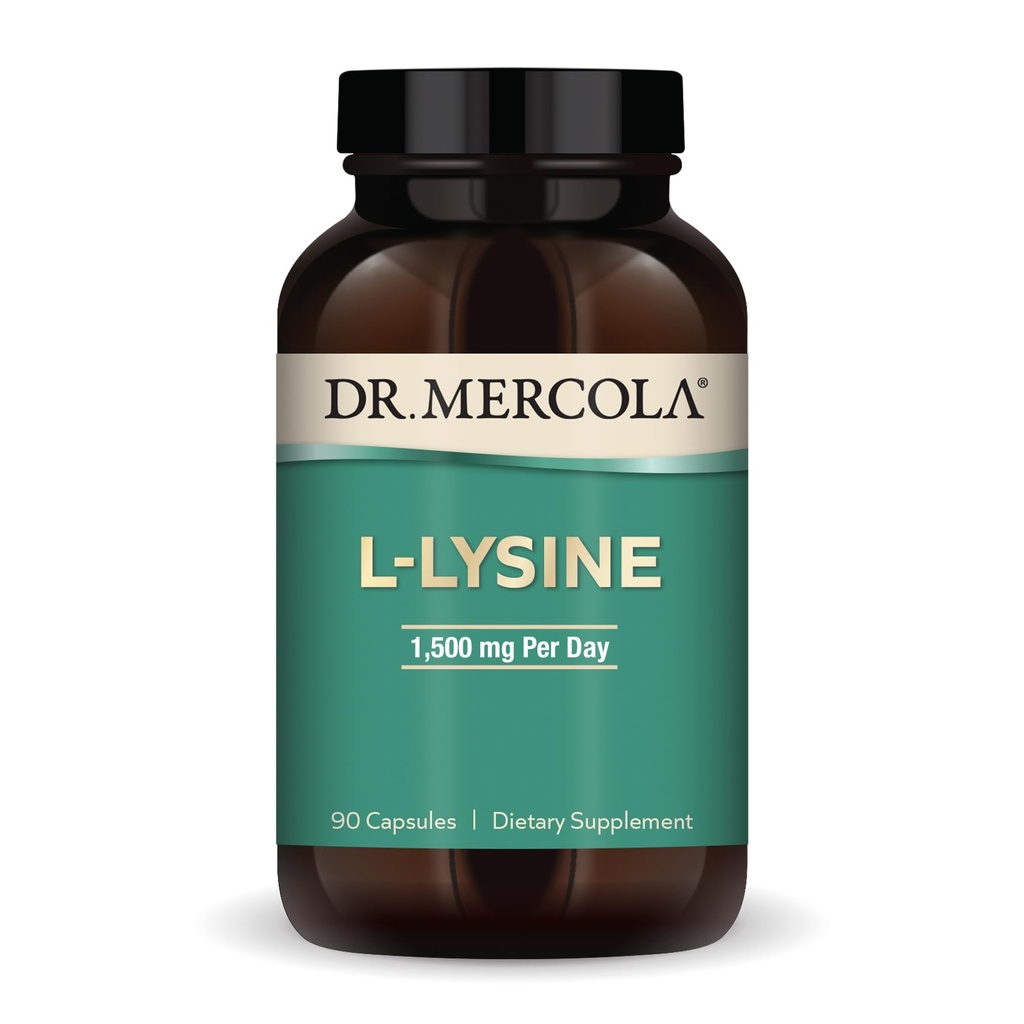Dr. Mercola L-Lysine, 90 Kapseln 1500 mg L-Lysin, Non-GMO, Glutenfrei, Sojafrei