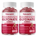 Magnesium-Glycinat-Gummien 1000mg - Zuckerfreie Magnesium-Kalium-Ergänzung mit Vitamin D, B6, CoQ10 für Kalm-Mood & Schlaf-Unterstützung - 120 Kirsch-Gummien -2 Pack.