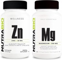 NutraBio Zink Chelat und Reacted Magnesium Supplement Bundle – Vitamin Supplement Bundle kann Immunsystem und Knochengesundheit unterstützen