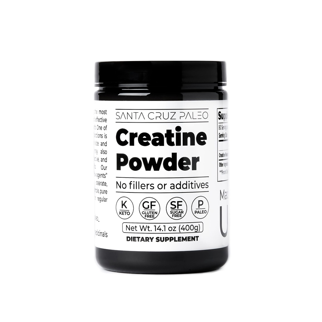 Santa Cruz Paleo, Kreatin Monohydrat-Pulver Micronized, Unflavored Pre Workout und Muskel-Supplement, Gluten Free Keto, Mischen mit Wasser oder Shakes, Keine Füllstoffe oder Additive, 80 Portionen, 400g