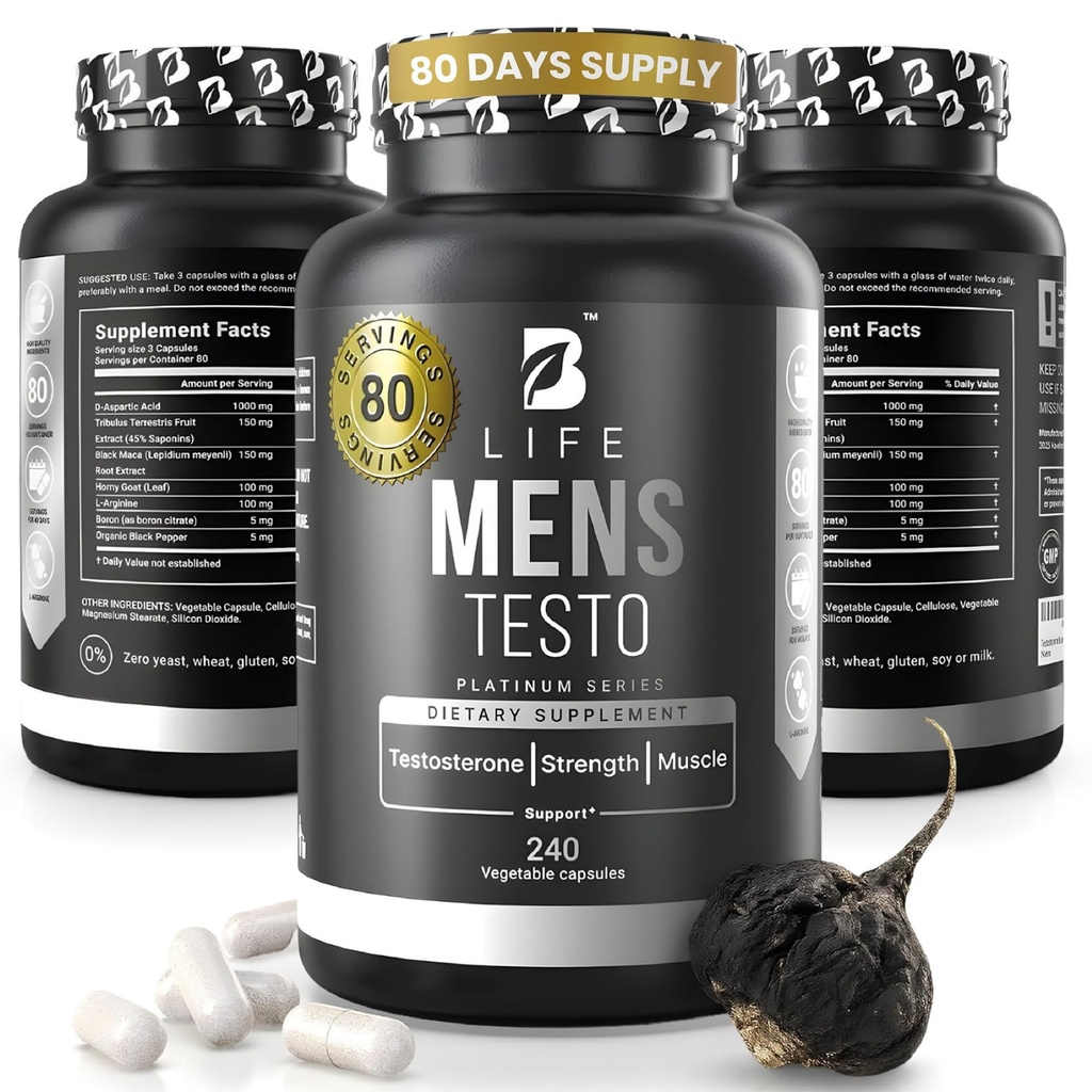 Testosteron Booster Ergänzung für Männer | Boron Ergänzung für Männer mit Tribulus Terrestris, Black Maca, Horny Ziegenkraut, L-Arginin | Stamina, Ausdauer, Muskelwachstum & Stärke | 80 Servierungen