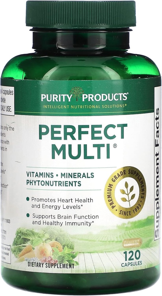 Purity Products Perfect Multi - Multivitamin Gepackt mit Vitaminen, Mineralien und Phytonutrients - 60 Durchbruch Nährstoffe - Unterstützung für gesunde Immunität, normale Energie Ebenen - 120 Kapseln (1)