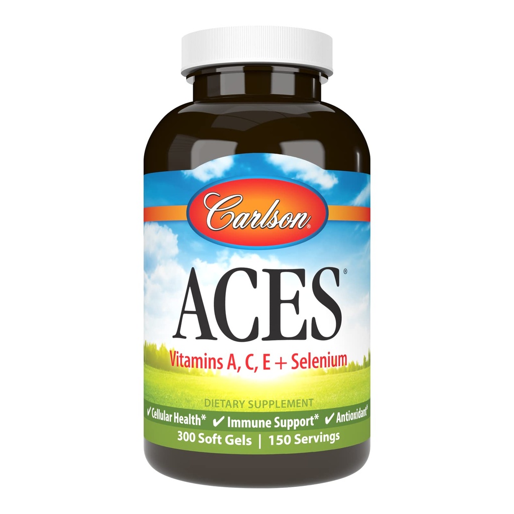 Carlson - ACES, Vitamines A, C, E + Sélénium, Santé cellulaire et immunitaire, Antioxydant, 300 Softgels