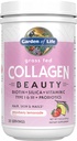 Jardin de la vie Beauté de collagène de l'herbe - Lémonade de fraise, 20 portions, poudre pour les femmes hommes ongles de peau de cheveux, supplément hydrolysé de poudre de peptides de collagène
