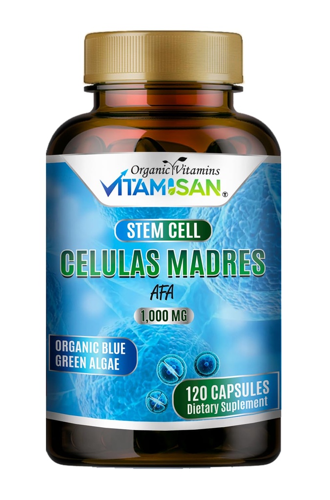 Celulas Madres AFA Stem Natural Cell 120 Capsules 1000 mg Blue Green Algae Non OGM Sans gluten Aphanizomenon Flos-aquae celula Supplément Madre