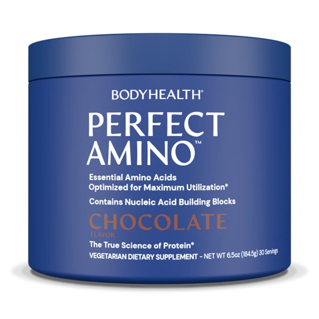 BodyHealth PerfectAmino Powder - BCAA et EAA Powder for Pre and Post Workout - Boissons d'énergie acides aminés pour les hommes et les femmes pour soutenir les muscles maigres et la récupération - Chocolat - 30 portions