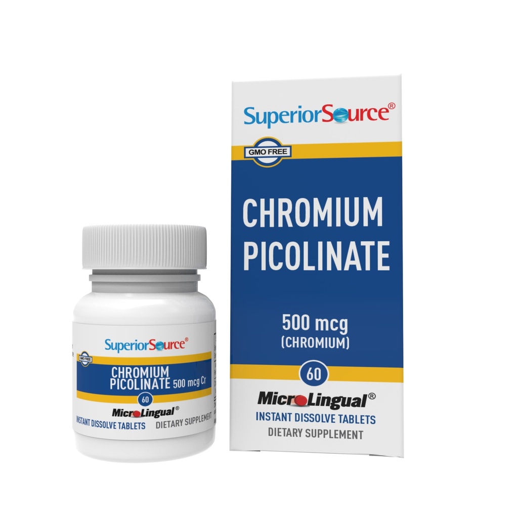 Superior Source Chromium Picolinate - Ergänzung Formel unterstützt gesunde Zucker Stoffwechsel - 500 mcg, 50 Instant Dissolve Tabletten
