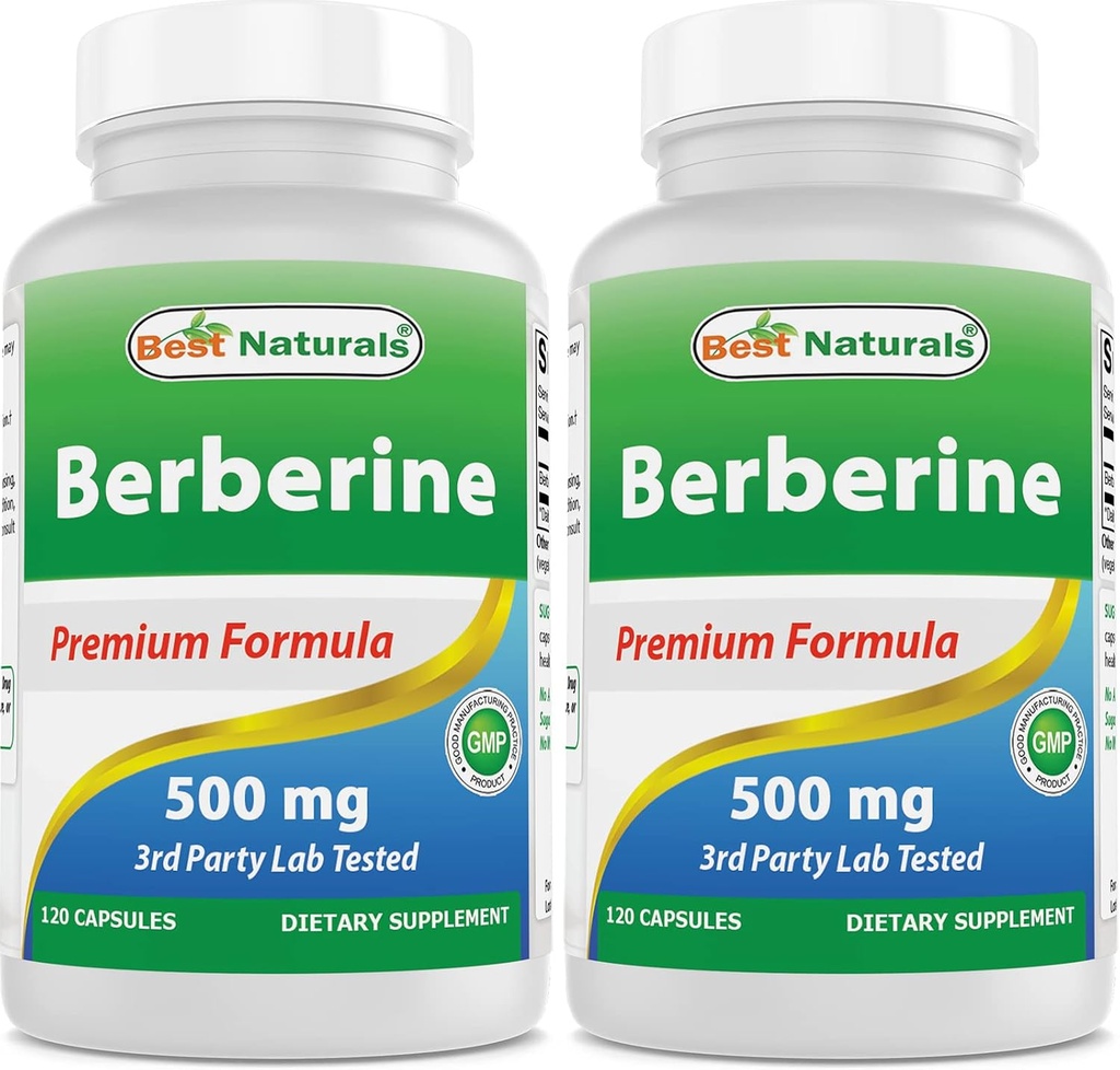 Best Naturals Berberine 500mg 120 Kapseln - Unterstützt Immunfunktion, Herz-Kreislauf- und Gastrointestinalfunktion (120 Zähler (Pack von 2))