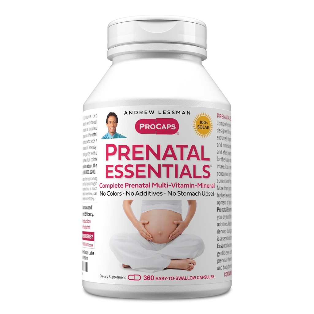 ANDREW LESSMAN Essentials prénatals 360 Capsules - Vitamines prénatales complètes pour les femmes, Pas d'additifs Multivitamines prénatales, Nutriments pour les femmes Prénatales, Méthylfolate postnatale Prénatal avec fer