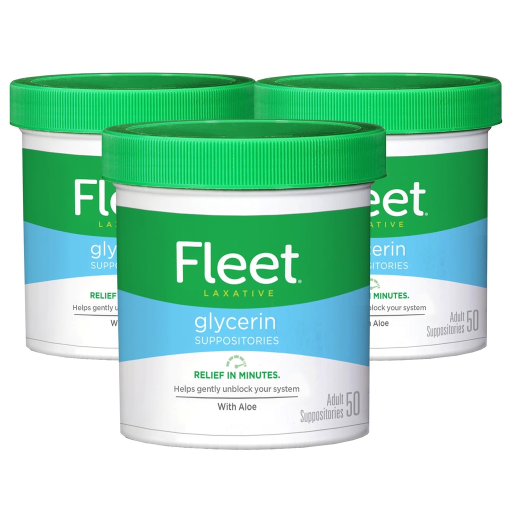 Fleet Laxative Glycerin Suppositorien für Erwachsene Beratung, 50 Count, 3 Pack