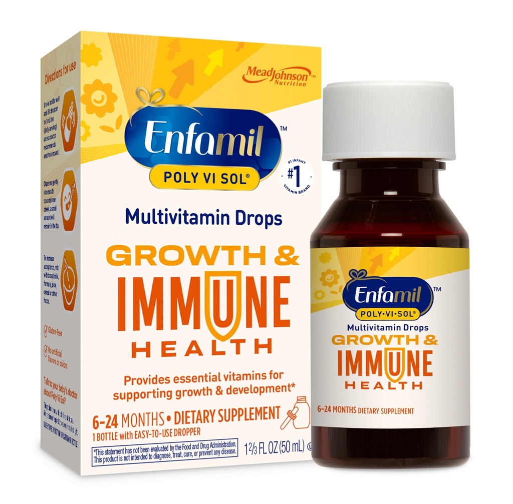 Enfamil Poly-Vi-Sol Liquid Multivitamin Supplement for Infants and Toddlers, 50 mL dropper bottle