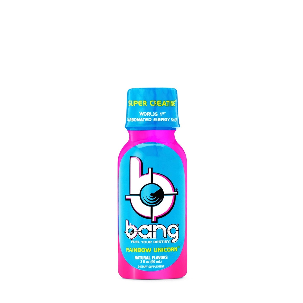 VPX (Vital Pharmaceuticals) BANG SHOT, Rainbow Unicorn, Carbonated Energy Shot, 3 fl oz. (12 Drinks)