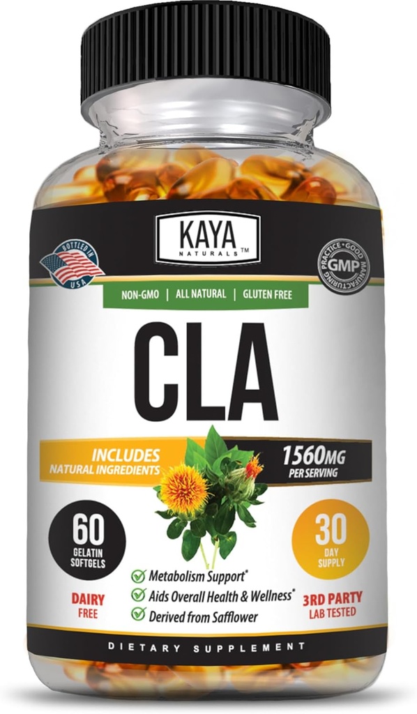 Kaya Naturals CLA Kapseln – Konjugierte Linolsäure – Non-GMO & Gluten-Free (60 Count (Pack von 1))