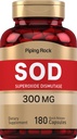 Piping Rock Superoxid Dismutase | SOD | 300 mg | 180 Kapseln | Non-GMO, Gluten Free Supplement