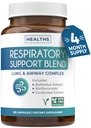 Supplément santé pulmonaire respiratoire - Le supplément de soutien pulmonaire revigorant aide à soutenir l'enlèvement du mucus de Clear Airways et la désintoxication saisonnière ou annuelle - Formule non-OGM à base de plantes végétaliennes (4 mois d'approvisionnement)