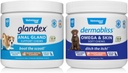 VETNIQUE Dermabliss Omega & Skin Supplement Chews für Hunde (60ct) & Glandex Anal Gland Support Peanut Butter Soft Chews für Hunde (60ct) Bundle