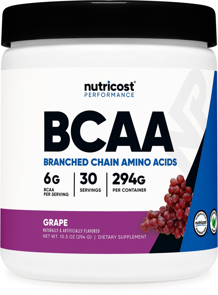 Nutricost BCAA poudre (Grape, 30 portions) - Rapport optimal 2:1:1, végétarien, non-OGM