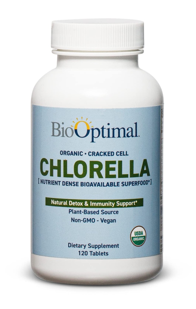 BioOptimale organische Chlorella Tabletten - Bio, Non-GMO, keine Zusatzstoffe oder Füllstoffe - 500mg Premium-Qualität Diät-Beilage mit Vitaminen, Mineralien, & Antioxidantien (120 Tabletten)