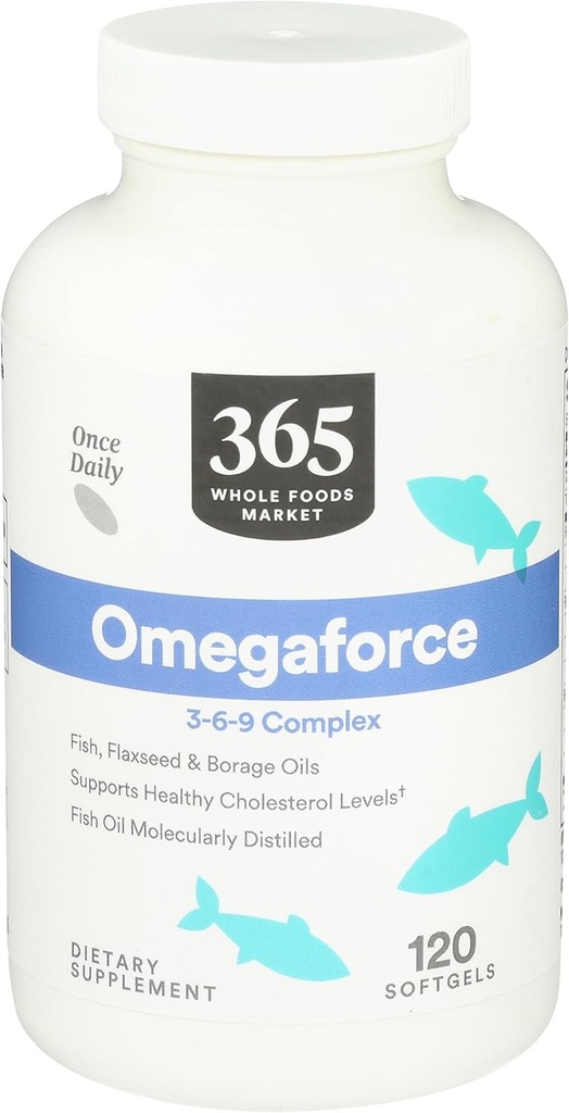 365 par Marché des aliments entiers, Omegaforce 3 6 9 Complexe, 120 Softgels