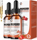 Glycinat de magnésium gouttes liquides, 1000 mg de supplément de magnésium liquide avec bromélaine, vitamine B6 C D, complexe de magnésium à haute absorption pour la nuit, le muscle et le soutien énergétique, 1 Fl Oz (paquet de 2)