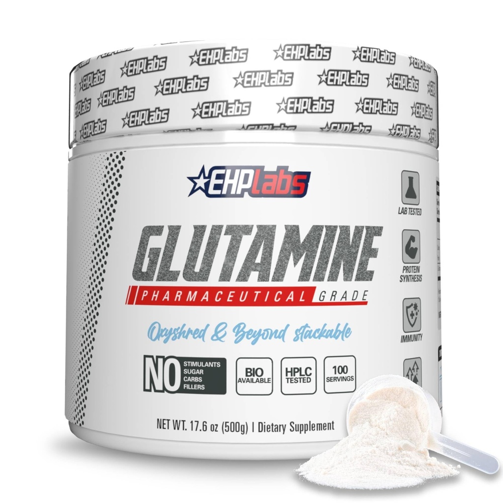 EHP Labs L Glutamine Powder Amino Acids - L-Glutamin, Workout Recovery, Immun Health & Gut Health Support (500g) - 100 Portionen