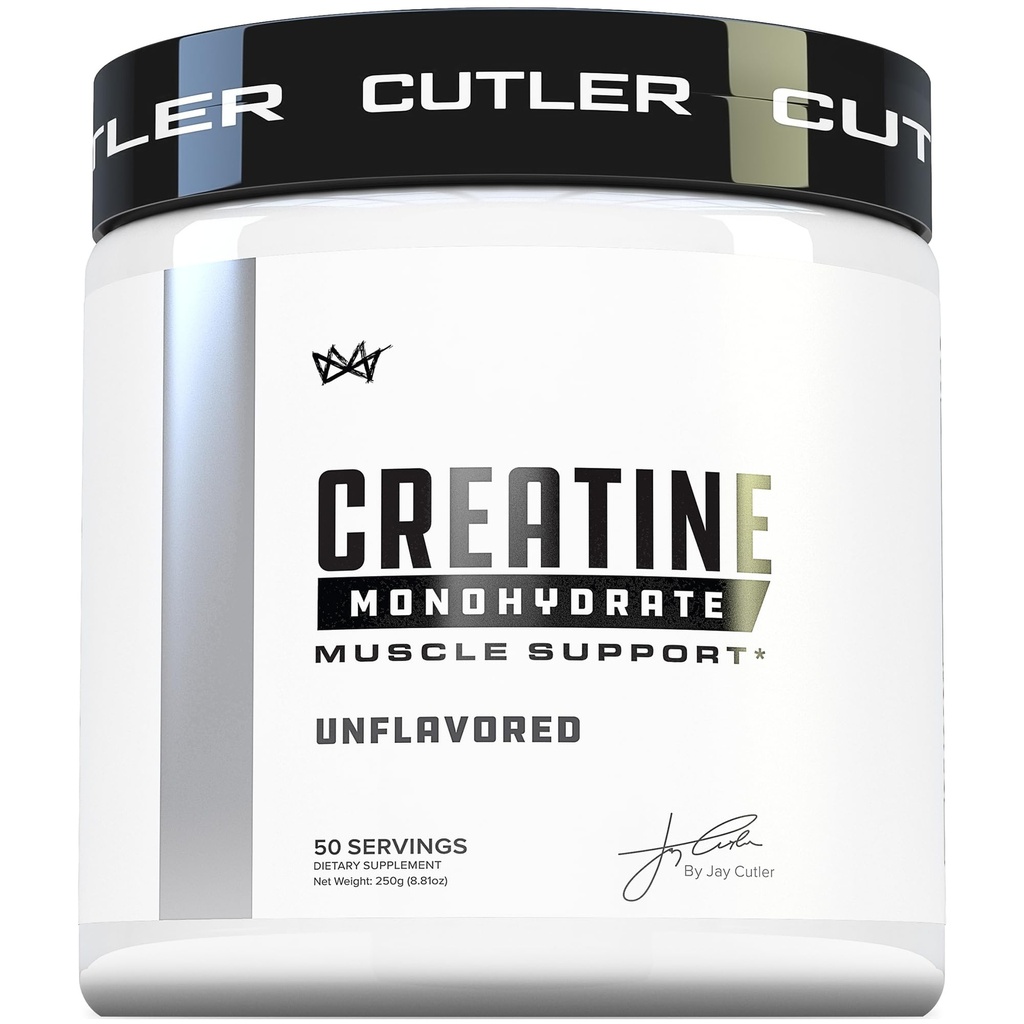 Nutrition du cutler Monohydrate de créatine pure - 5g par portion de 50 portions - Constructeur de muscles premium améliore la performance et la récupération de la force - Non aromatisé pour un mélange facile
