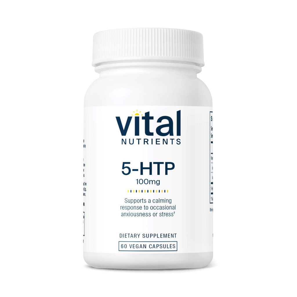 Vital Nährstoffe 5-HTP 100mg (5-Hydroxytryptophan) | Vegan Serotonin Support Supplement* | Sleep and Stress Support | 5HTP und Vitamin B6 | Gluten, Dairy, Soy Free | Non-GMO | 60 Kapseln