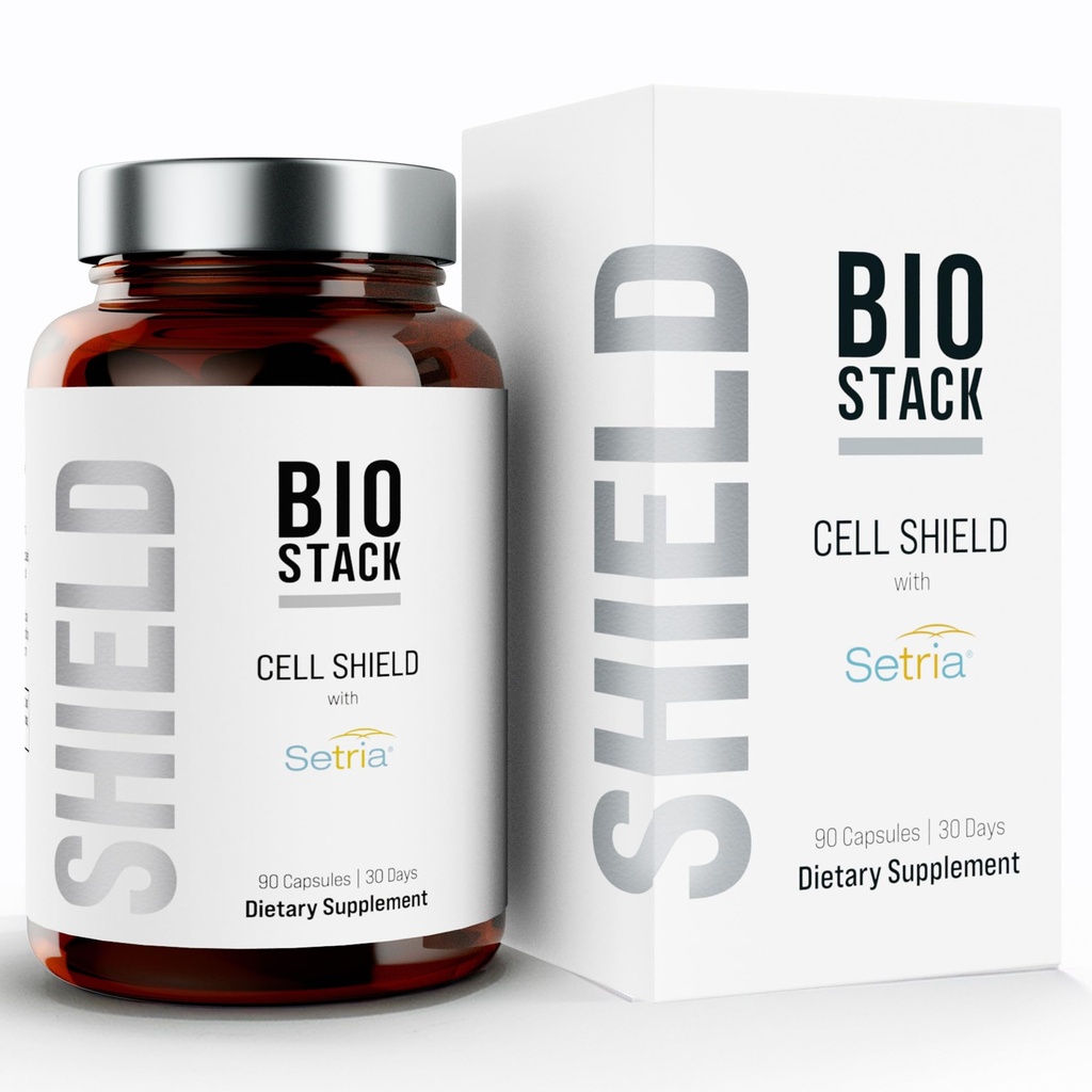 BIOSTACK Cell Shield with Setria Glutathione | Liposomal Supplement with Vitamin C, Turmeric, and C3 Curcumin Complex | Pure Reduced L-Glutathione 500mg