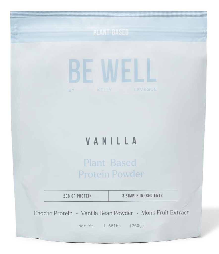 Seien Sie gut von Kelly Vanilla pflanzlichen Proteinpulver, Vegan 20G Protein 8G Fiber 0 Net Carb (3 Inhaltsstoffe, 20 Portionen) 9 Aminosäuren + 3 BCAAs No Soy, No Dairy, Stevia-Free, No Sugar Hinzugefügt 1.68lb 760g