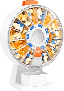 Daviky Pill Dispenser Daily, Large Pill Organizer with Wall-Mounted or Standing Use, 14 Days Pill Box, Push Button Design, Weekly Pill Organizer for Vitamin, Medicine.Supplement, Fish Oil